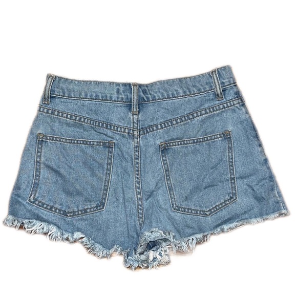 High Waisted Distressed Denim Shorts - Picture 4 of 5